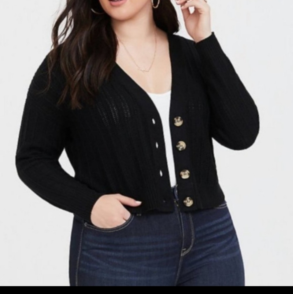 Torrid cropped black cardigan